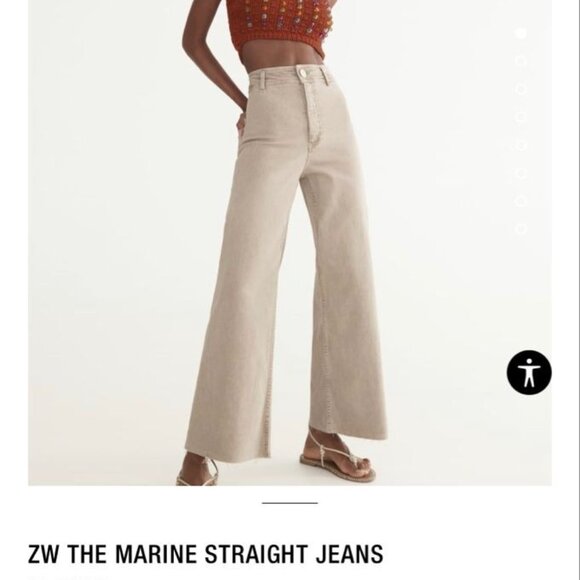 Zara Marine Wide-Leg Jeans - Tan - Size 10 - Picture 6 of 12